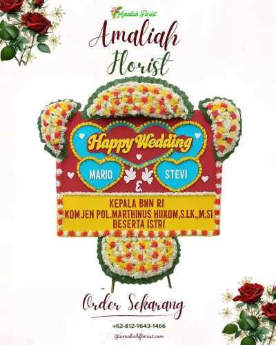 Karangan Papan Bunga Pernikahan di Jiko Cobo